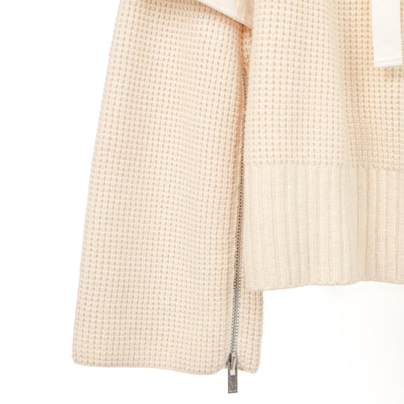 Sacai AW/16 Cream Wool Waffle-Knit Tie-Neck Sweater - Picture 6 of 8
